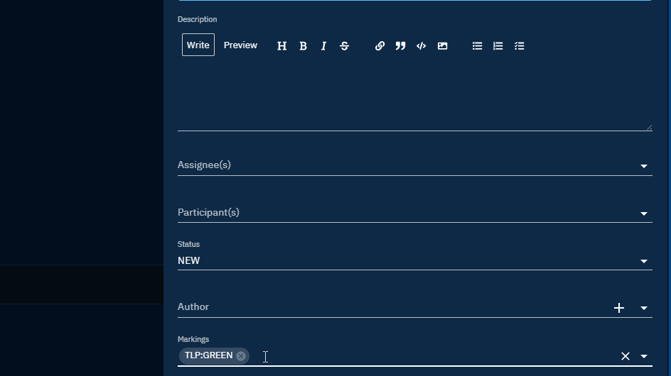 Update entity with markings, popup dialog