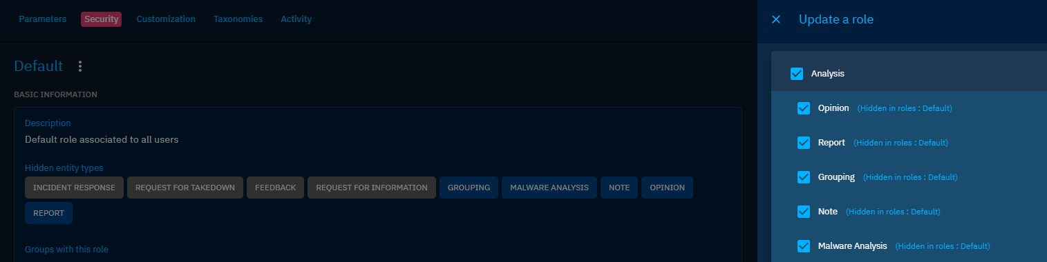 Hide categories in roles