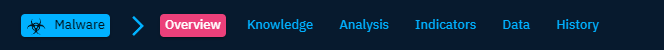 Top menu of an entity