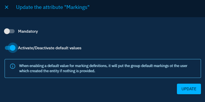 Activate default values for markings