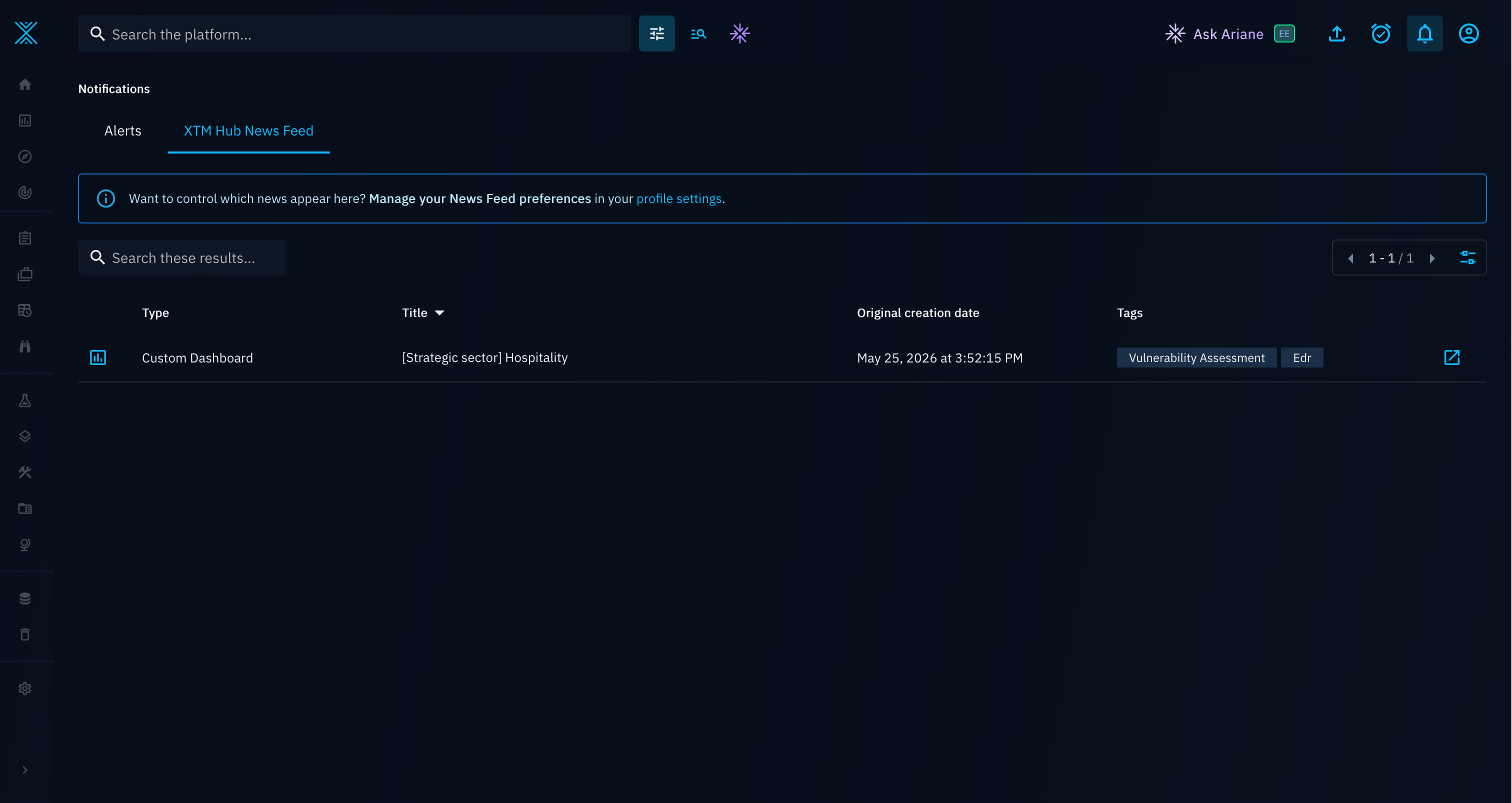 News Feed notifications page