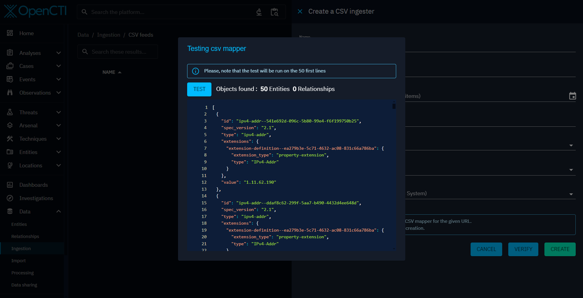 CSV feeds creation: csv mapper test
