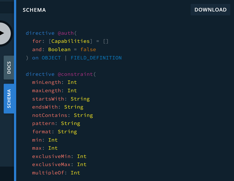 Playground schema